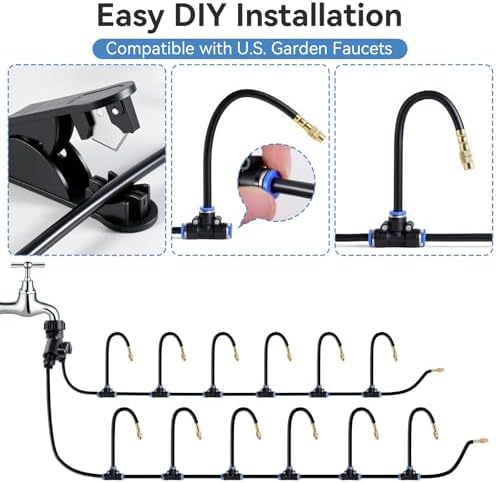 Drip Irrigation System 100FT 1/4" (17PCS Nozzles) for Garden, 83 PCS Leak-Proof Garden Watering System, 360° Adjustable Automatic Plant Water Kit for Raised Beds, Greenhouse, Lawn, Patio, Yard