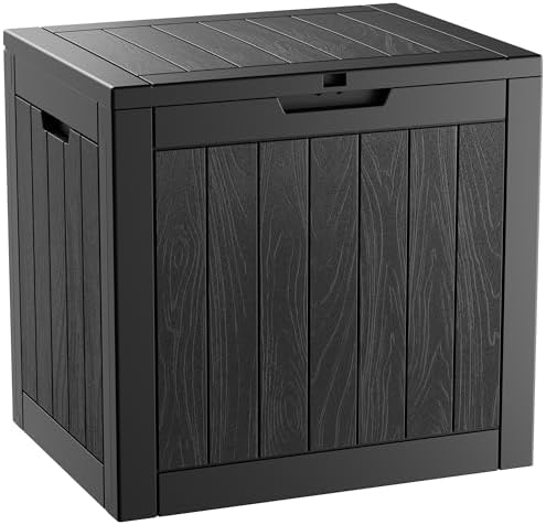 NUNU LAB 35 Gal Outdoor Storage Box Waterproof Lockable,Deck Box,Black