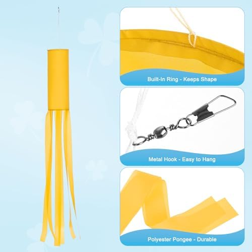 M METERXITY 1-Pack Windsock Flag, Colorful Wind Socks for Garden/Yard/Patio/Home Decor, Spring Summer Fall Winter Outdoor Hanging Decoration [59 in / 150cm, Yellow]