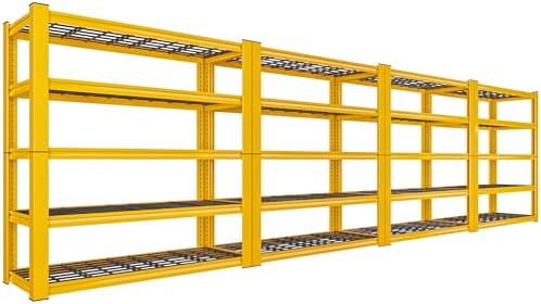 REIBII 72''H Garage Shelving 3010 LBS Storage Shelves Adjustable Metal Shelving 5 Tier Metal Shelves for Storage Industrial Shelf for Kitchen Pantry Warehouse Basement 72" HX35.5 WX16 D, 4 Pack
