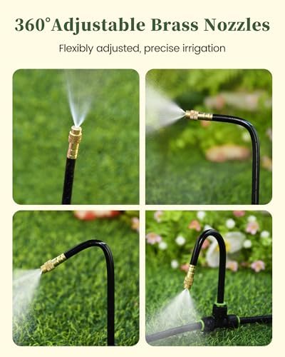 RAINPOINT 100FT Drip Irrigation System with 30pcs Adjustable Copper Nozzles