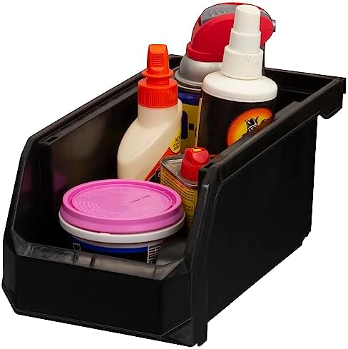 ReadySpace Medium Stackable Plastic Storage Bins, 8-Pack, Black