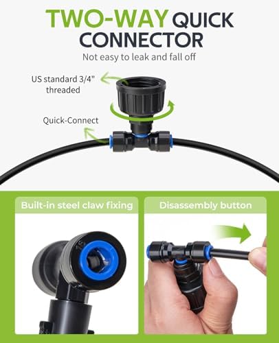 HIRALIY 59FT Drip Irrigation Kit, Quick-Connect Garden Watering System