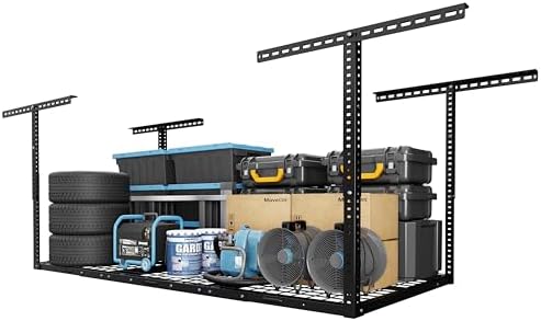 FLEXIMOUNTS 3x6 Overhead Garage Storage Adjustable Ceiling Rack, Black
