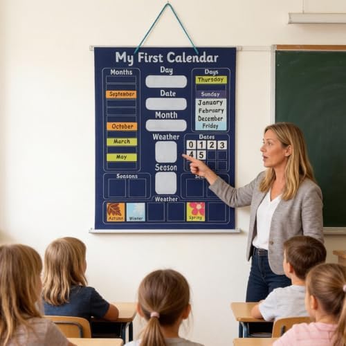 Learning Calendar Weather Time Wall Center Classroom Pocket Chart For Kids