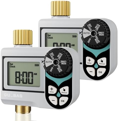 QUOBAS Zero Pressure Water Timer, 2 Pack Sprinkler Timer for Garden Hose