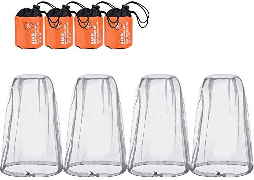 HESTYA 4 Pack Mosquito Head Net Mesh Face Cover Outdoor, Grey
