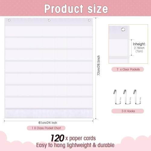 Sinload Classroom Calendar Pocket Chart White, Modern Boho 2