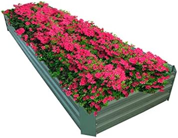 8x2x1ft Green Metal Raised Garden Bed Kit, Galvanized Outdoor Planter Box for Vegetables, Flowers, Herbs, and Succulents,120 Gallon Capacity