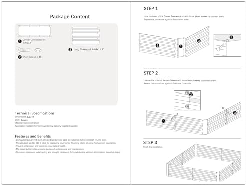 2x2x1FT Green Metal Raised Garden Bed Kit, Galvanized Outdoor Planter Box for Vegetables, Flowers, Herbs, Succulents and More