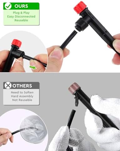 250FT Drip Irrigation System for Garden - 50FT 1/2" Main Tube & 200FT 1/4" Branch Tubing, Brass Splitter, Quick Connect Design, Perfect for Outdoor Plants, Raised Beds, Greenhouses