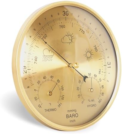 3-in-1 All-Season Wall Hanging Thermometer, Barometer, Hygrometer | Accurate Weather Station for Home and Office | Fahrenheit Edition in/Outdoor, Fahrenheit Edition