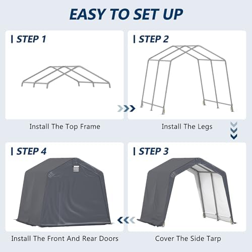 COVERONICS 10' x 10' Outdoor Portable Storage Shelter Shed, Grey