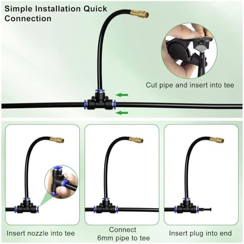 360° Adjustable Drip Irrigation System 50FT Garden Watering System with 15 Nozzles, Garden Irrigation System, Greenhouse Accessories, Greenhouse Drip Irrigation Kit for Yard, Lawn, Plants (50FT)