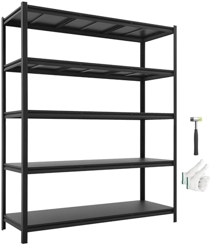 VEVOR Garage Shelving, 5-Tier Adjustable Storage Shelves, 3000 lbs Heavy Duty Garage Shelves, Metal Utility Rack Shelf for Garage Workshop Warehouse Basement, 59.49" W x 20.55" D x 71.38" H