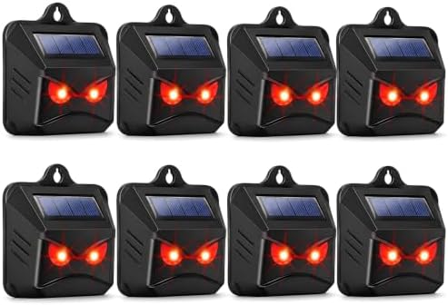 8 Pack Solar Predator Eyes Nocturnal Animal Repellent Outdoor,Auto Activate Animal Deterrent Predator Lights for Coyote,Racoon,Foxe,Skunk,Deer,Red LED Wildlife Guard for Yard, Garden,Farm,Chicken Coop