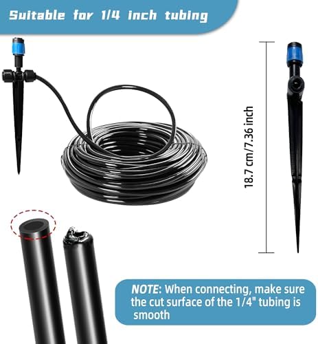 40PCS Push-to-Connect Drip Irrigation Emitters for 1/4 inch Irrigation Tubing, Two-Way Connection Adjustable Vortex Drip Emitters with Stake, Irrigation Dripper Sprinklers for Drip Irrigation System