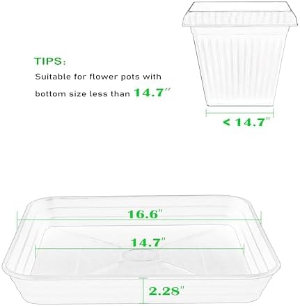 4 Pack Square Plant Saucer Tray 16 inch, Heavy Duty Plastic Plant Saucers for Indoors Outdoor, Flower Plant Drip Trays for Pots, Square Seed Starting Tray, Seedling Growing Trays