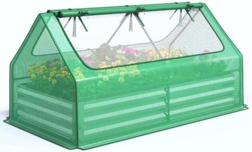 Quictent 6x3x1ft Galvanized Raised Garden Bed with Cover