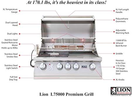 Lion Premium Grills 32-Inch Liquid Propane Grill L75000 with Lion Multi-Functional Drawer and Lion Refrigerator Package Deal with 5 in 1 BBQ Tool Set