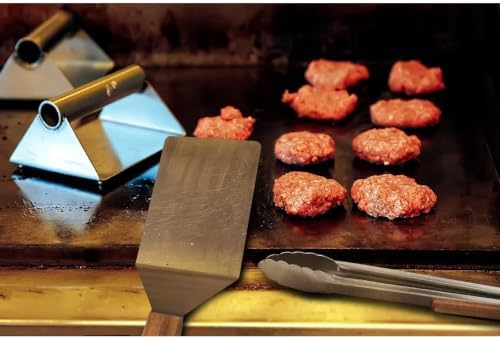 Tongs and Spatula Set of 3, Heavy Duty Stainless Steel, Wood Handle