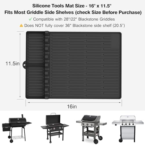 Silicone Grill Mat for Blackstone Griddle Accessories, 8-Slot Tool Mat