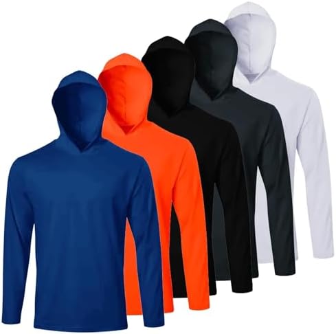 LeeHanTon Men's Sun Shirts Sun Protection Hoodie Shirt UPF 50+ Long Sleeve Work Athletic Shirt with Hooded for Fishing Hiking