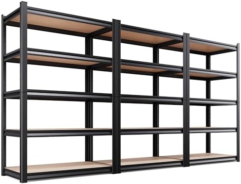 3-Pack Garage Shelving for Large Storage Organization,5-Tier Adjustable Metal Storage Shelves for Tools, Storage Bins & Bulk Items, Utility Shelf for Garage,Pantry & Workshop 78" H x 46" W x 20" D