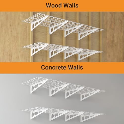 Garage Shelving, 2-Pack 2x6 ft Garage Wall Shelving, 1400 lbs, White