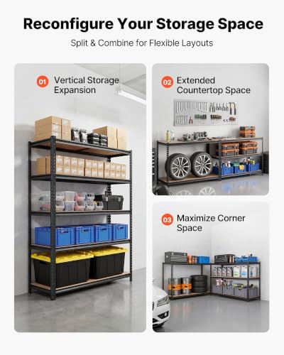 VEVOR Storage Shelves, 5-Tier Adjustable, 3000 lbs Capacity Heavy Duty