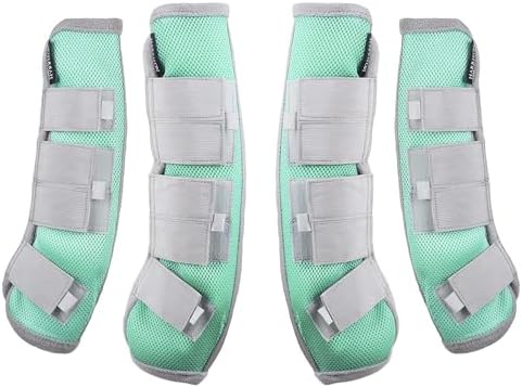 Harrison Howard Horse Fly Boots Leg Guards Fly Boots Protection Set of 4 Aqua Medium Cob