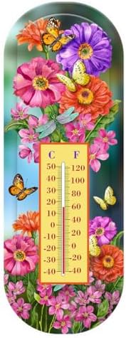 Briarwood Lane Spring Thermometer 17x6 Zinnias in Bloom for Spring Thermometer