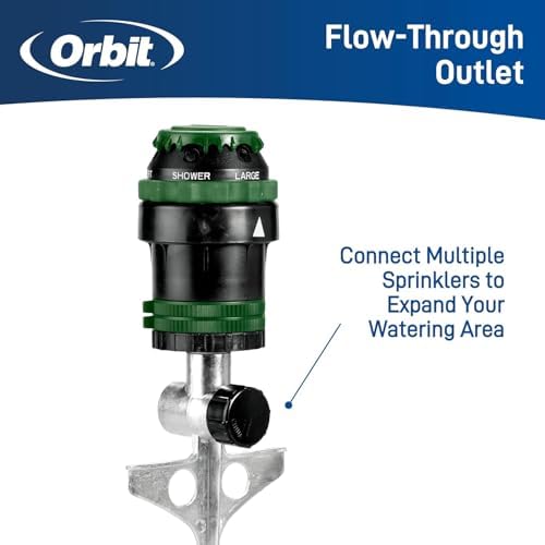 Orbit H2O-Six Gear-Drive Sprinkler on Metal T-Spike - Customizable Lawn Watering Coverage - Multi-Pattern Rotating Head with Adjustable Spray Range - (2-Pack)