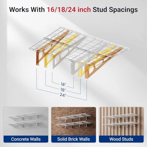 FLEXIMOUNTS 4-Pack 2x3ft Garage Shelving, 24"x72" Storage Shelves, White