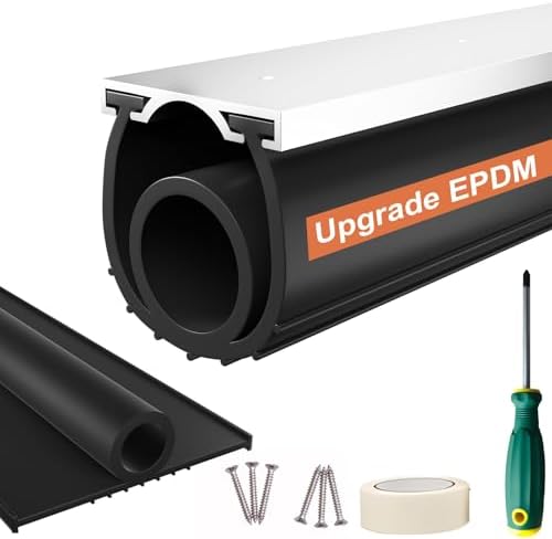 Garage Door Bottom Seal, 16.5FT EPDM Weather Stripping with Aluminum Track