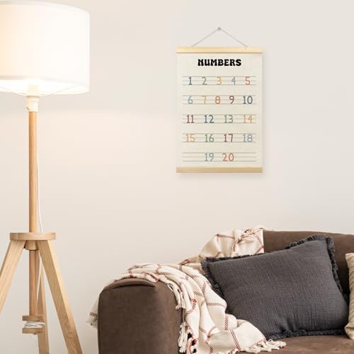 TLESKE Boho Classroom Numbers Chart 1-20 Poster Hanger Frame, Homeschool Hanging Wall Art Decor for Toddler Kids Room Nursery Playroom, Preschool Prek Learning Educational Poster Print Banner, 12x16