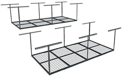 FLEXIMOUNTS 4x8 Overhead Garage Ceiling Storage Rack, 2 Pack, Hammertone