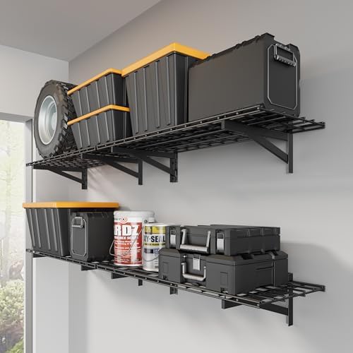 Jusgym 4 Pack Garage Shelving Wall Mounted, 1.5x4ft, 1400LB Heavy Load