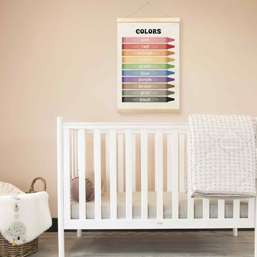 TLESKE Colorful Classroom Colors Learning Educational Poster Hanger Frame, Homeschool Hanging Wall Art Decor for Toddlers Kids Room Nursery Playroom, Preschool Prek Poster Print Banner, 16x24