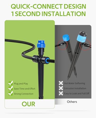 HIRALIY 118FT Drip Irrigation Kit, Quick-Connect Garden Watering System