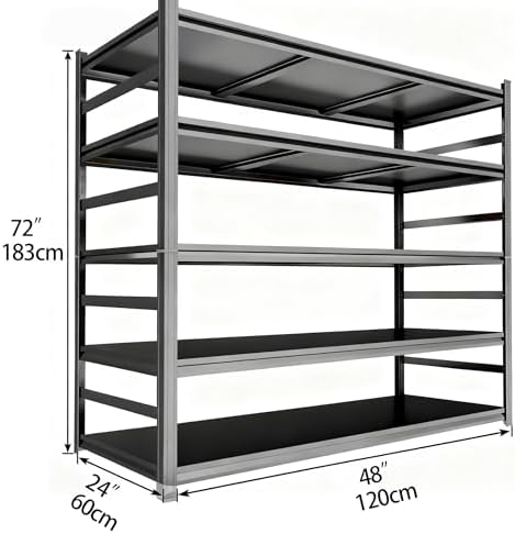 Garage Shelving Units and Storage, Heavy Duty Storage Shelves Adjustable Tall Shelf Steel Shelving for Industrial, Warehouse, Basement