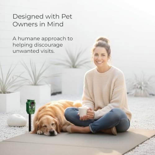 Ultrasonic Deer, Fox & Cat Outdoor Deterrent | Rechargeable Garden Protection Device with Motion Sensor, Solar Power & USB-C, Humane Yard Guard | IP65 Rated - 2 Years Warranty