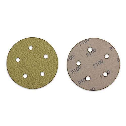 BHA 5" Inch 5 Hole Hook and Loop Sanding Discs for Orbital DA Sanders - 100 Pack (150 Grit)