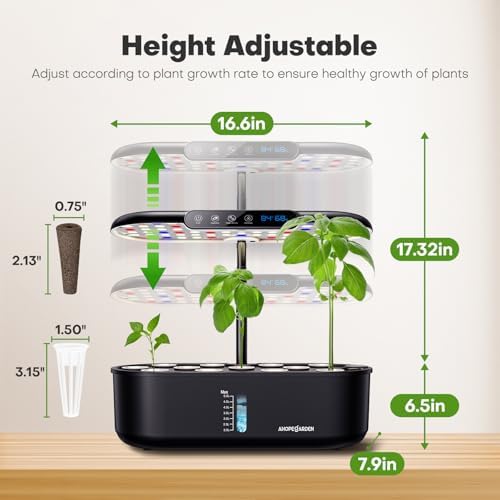 Ahopegarden Hydroponics Growing System: 12 Pods Temp ＆ Humidity Display
