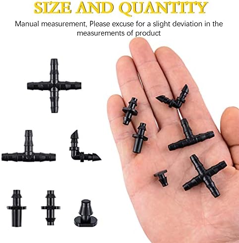280 Pcs Barbed Connectors Irrigation Fittings Kit,Drip Irrigation Barbed Connectors 1/4''Tubing Fittings Kit for Flower Pot Garden Lawn(Straight Barbs,Single Barbs,Tees,Elbows,End Plug,4-Way Coupling)