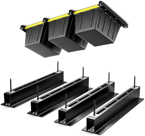 Overhead Garage Storage Rack for 12 17 27 Gallon Totes, 4 Pack for 3 Bins
