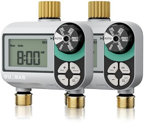 QUOBAS Brass Sprinkler Timer, 2 Pack Water Hose Timer for Garden Hose