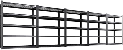 Set of 5 Heavy Duty Garage Shelving 5T Storage Shelves, Adjustable Metal Shelving Unit, Utility Garage Organizer Shelf for Basement, Pantry, Warehouse, Supermarket, 45.6" Wx19.7 Dx78 H
