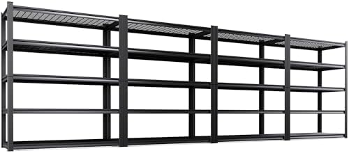 Set of 4 Heavy Duty Garage Shelving 5T Storage Shelves, Adjustable Metal Shelving Unit, Utility Garage Organizer Shelf for Basement, Pantry, Warehouse, Supermarket, 45.6" Wx19.7 Dx78 H
