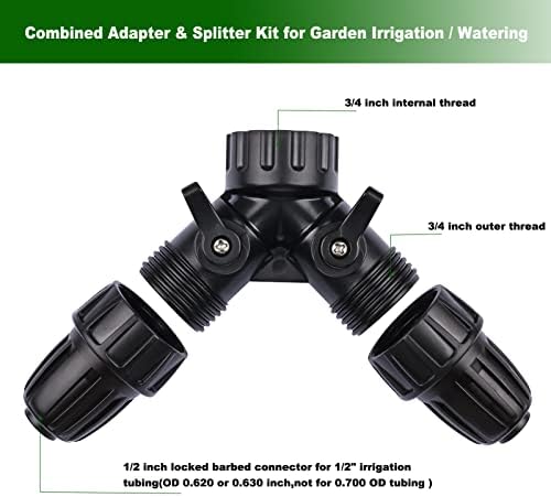 1/2 Inch Drip Irrigation Tubing Adapter,2 Way Y Hose Splitter